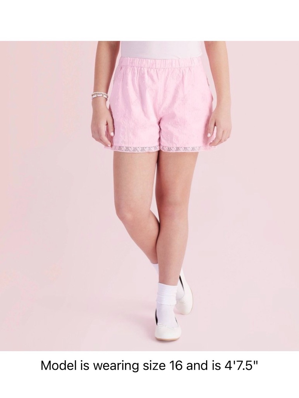 NWT LoveShackFancy x Target Girls Willa Lace Trim Shorts Pink Size 12